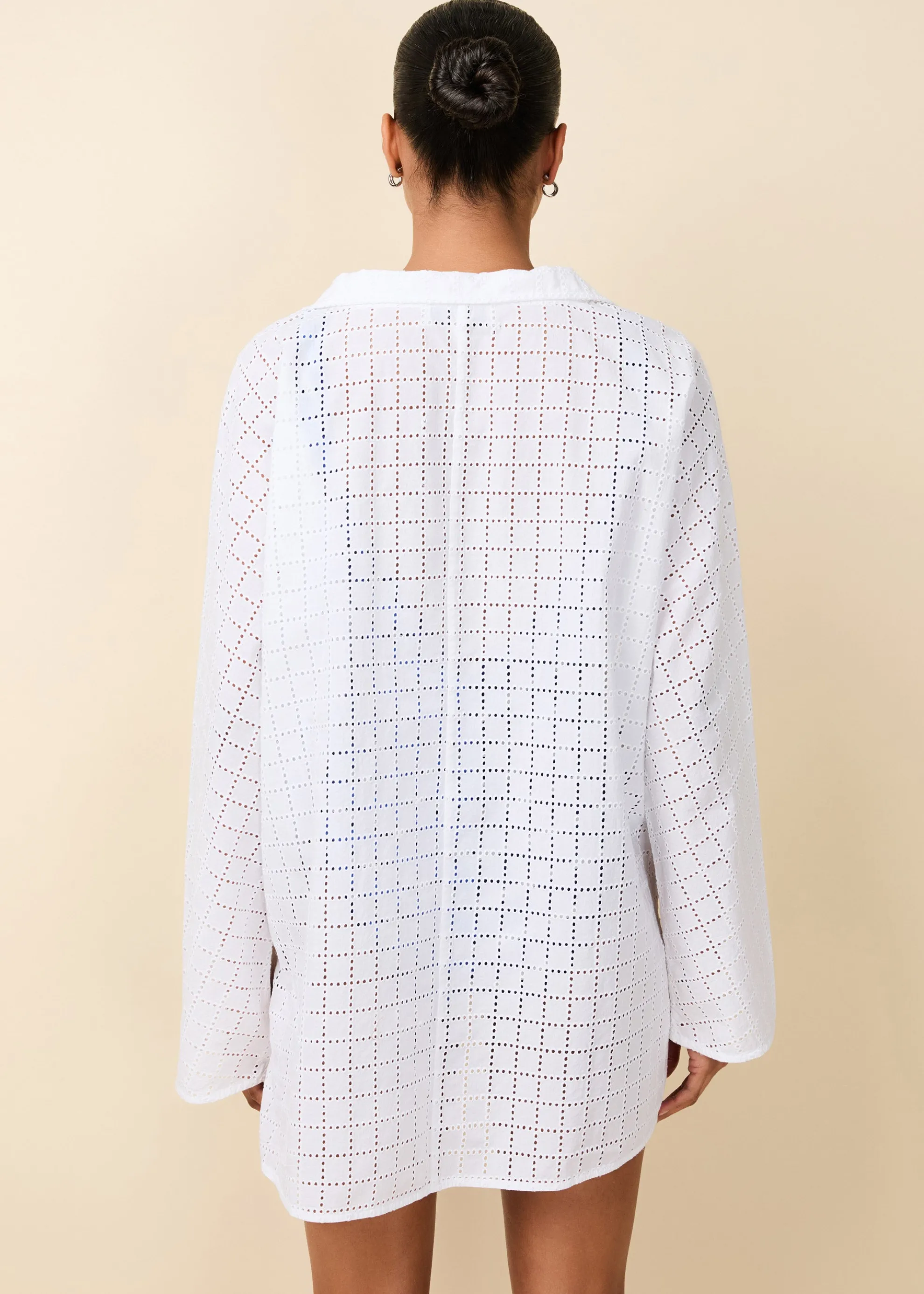 Alba Tunic Grid Eyelet Optic White