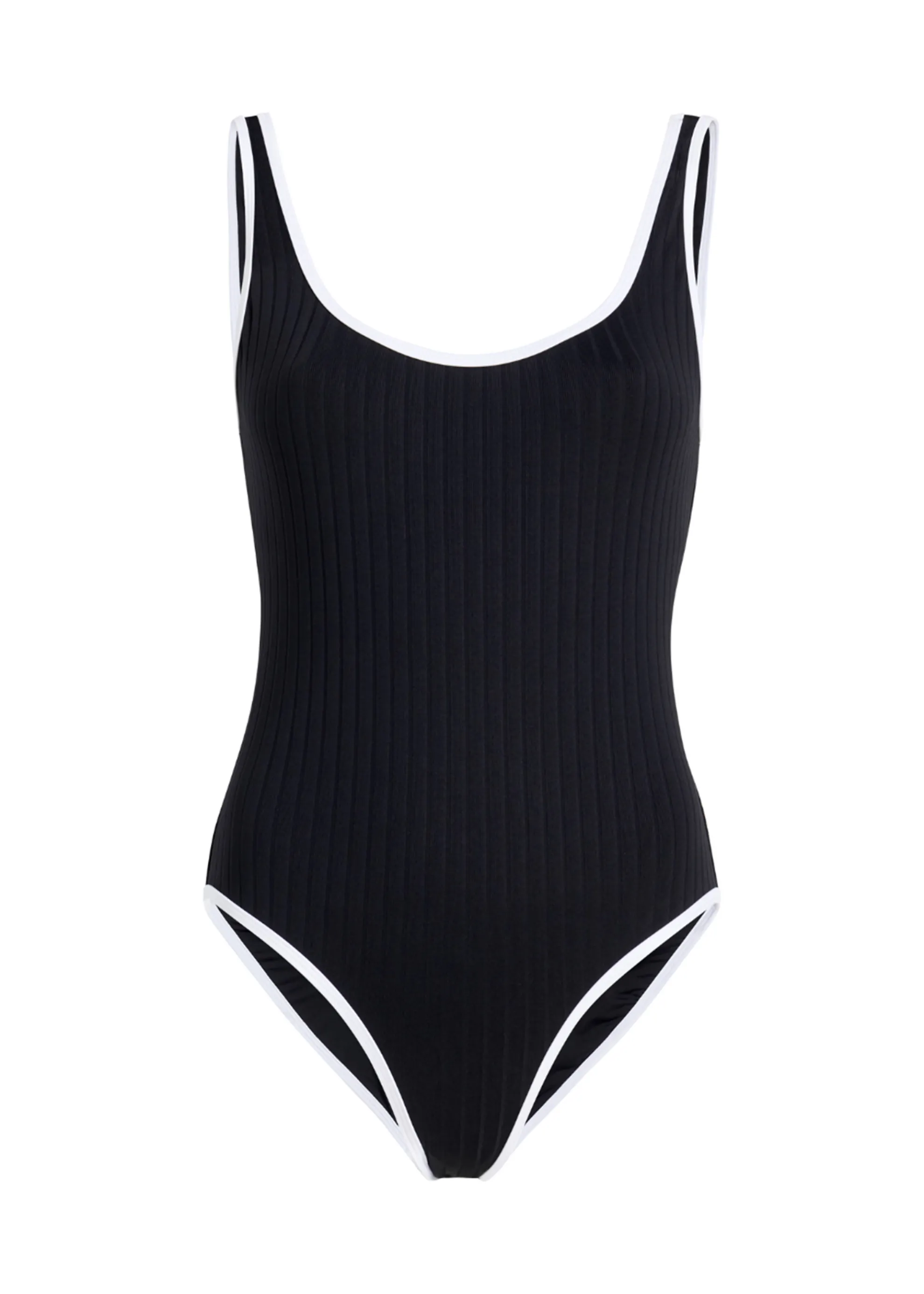 Anne-Marie Ribbed One Piece Noir / Optic White