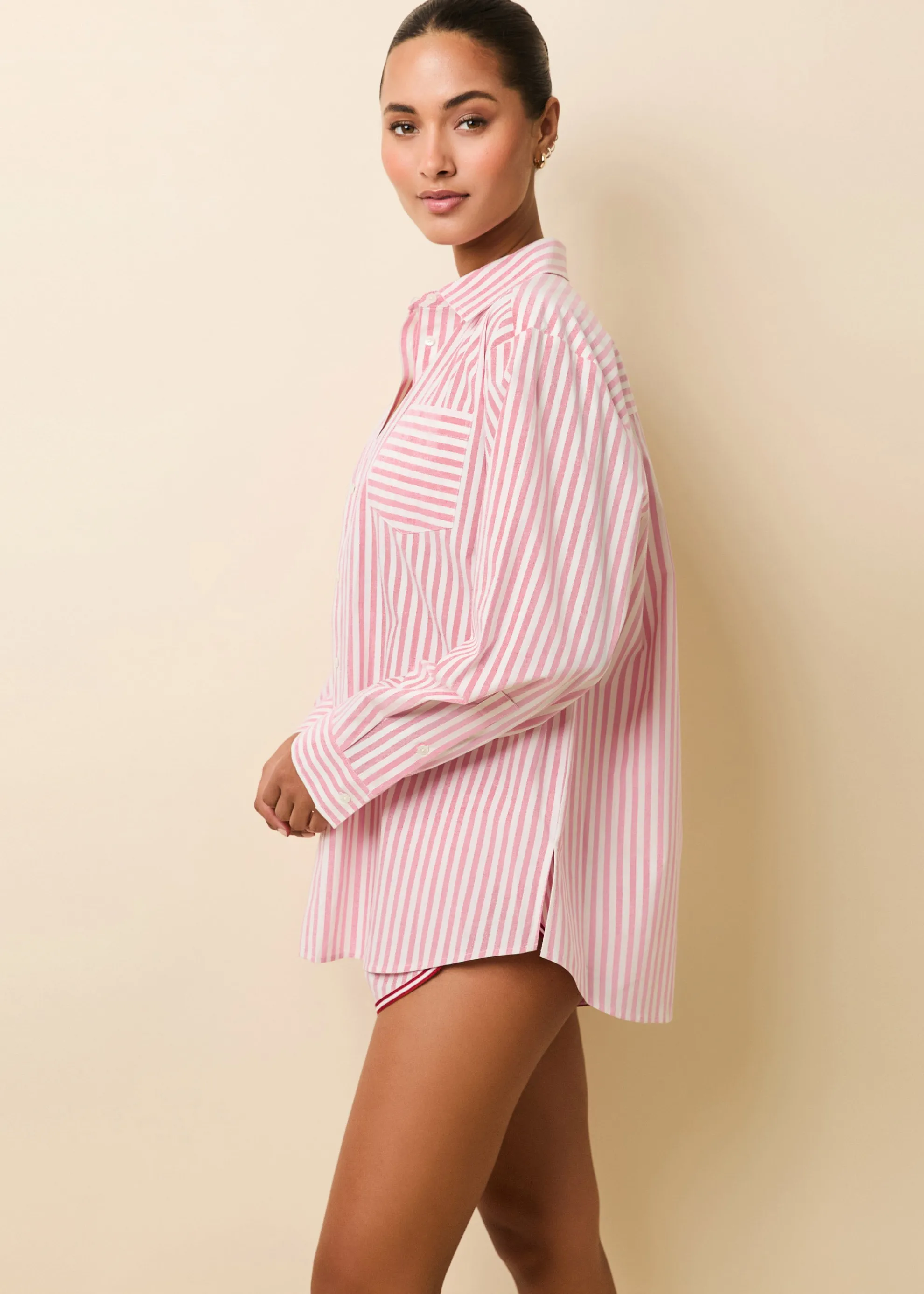 Avril Button Down Taffy Pink / Brule Stripe