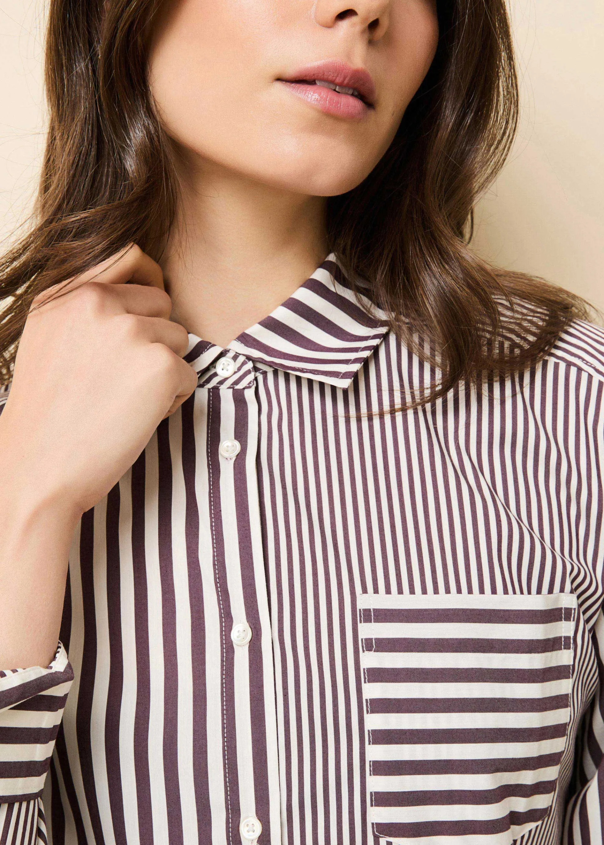Avril Button Down Shirt Raisin Brown / Brule Stripe