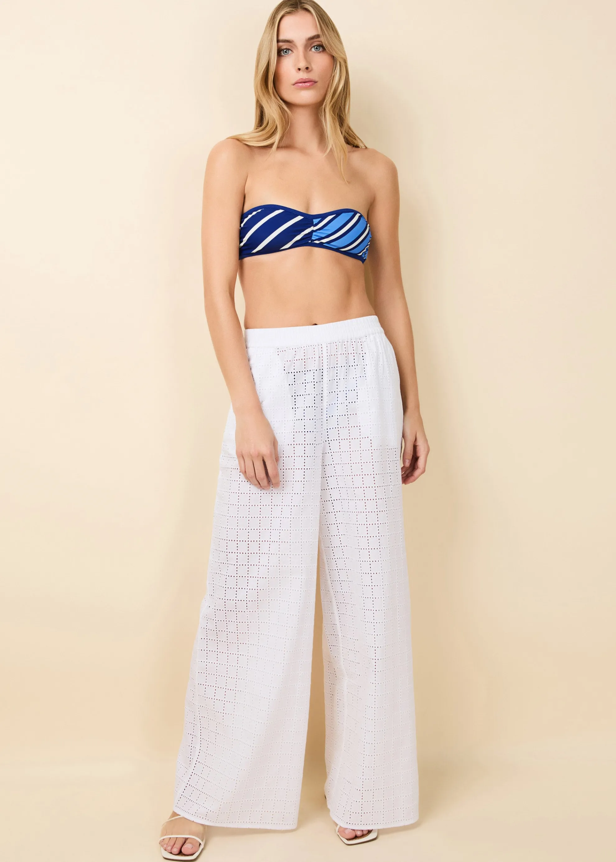 Delaney Pant Grid Eyelet Optic White