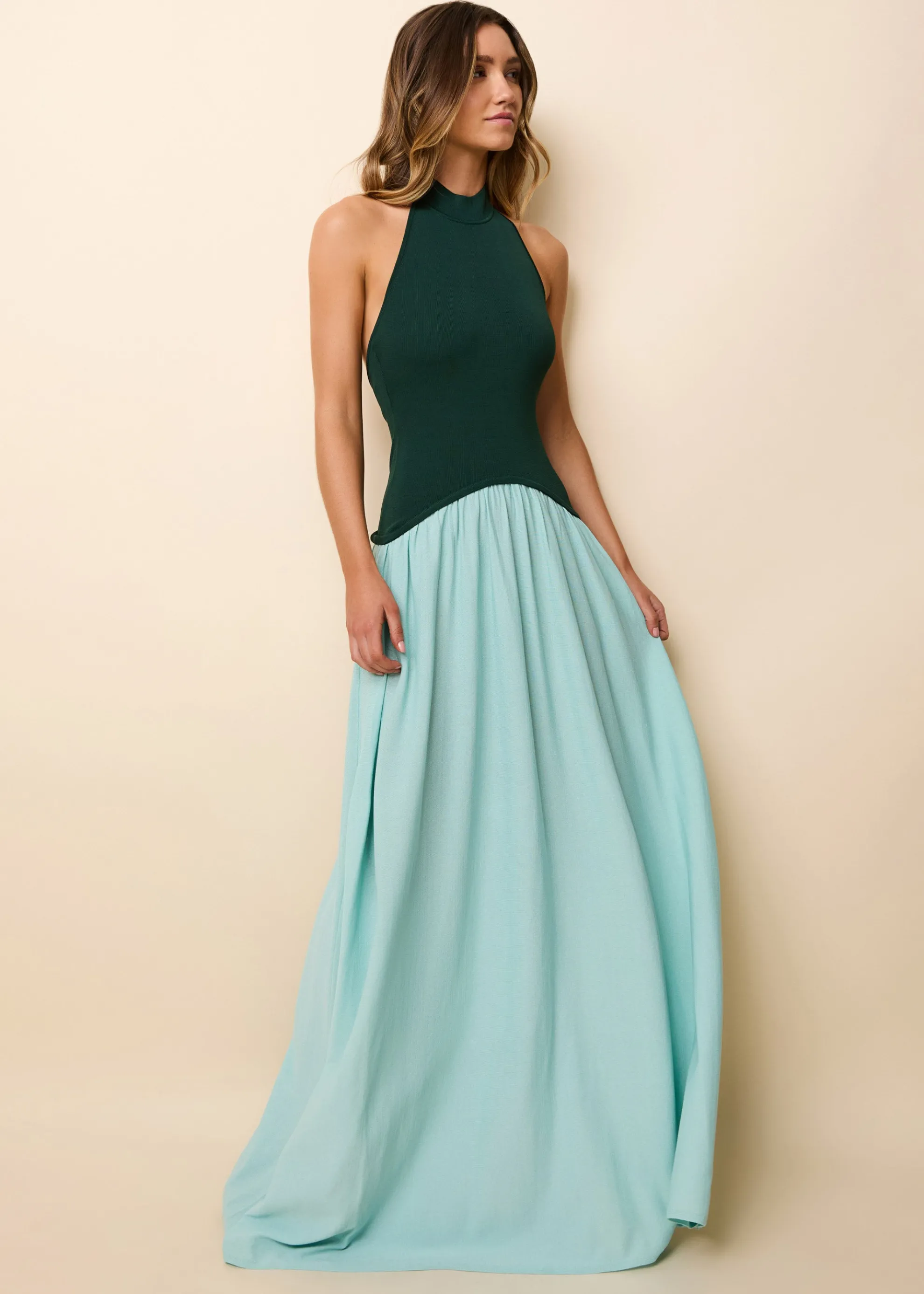 Halter Soglio Dress Evergreen / Sky