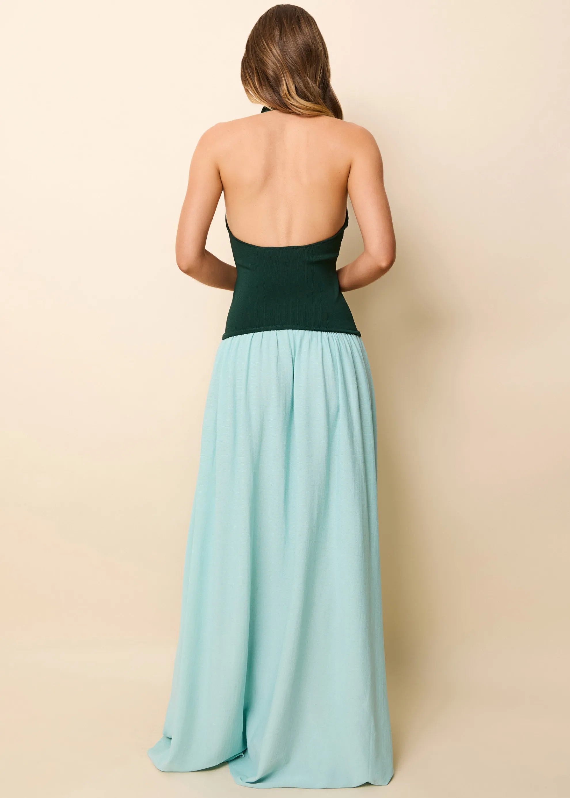 Halter Soglio Dress Evergreen / Sky