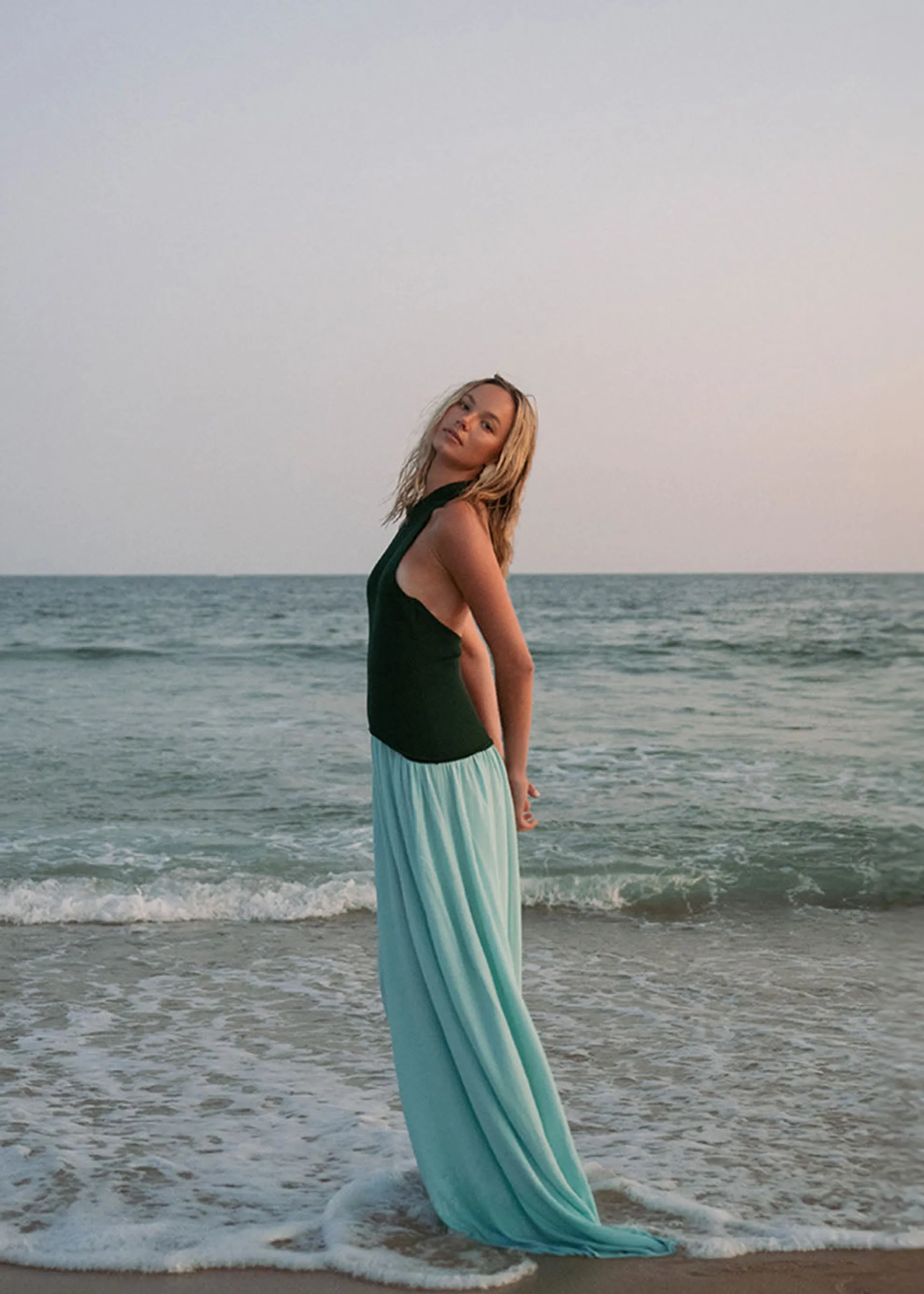 Halter Soglio Dress Evergreen / Sky