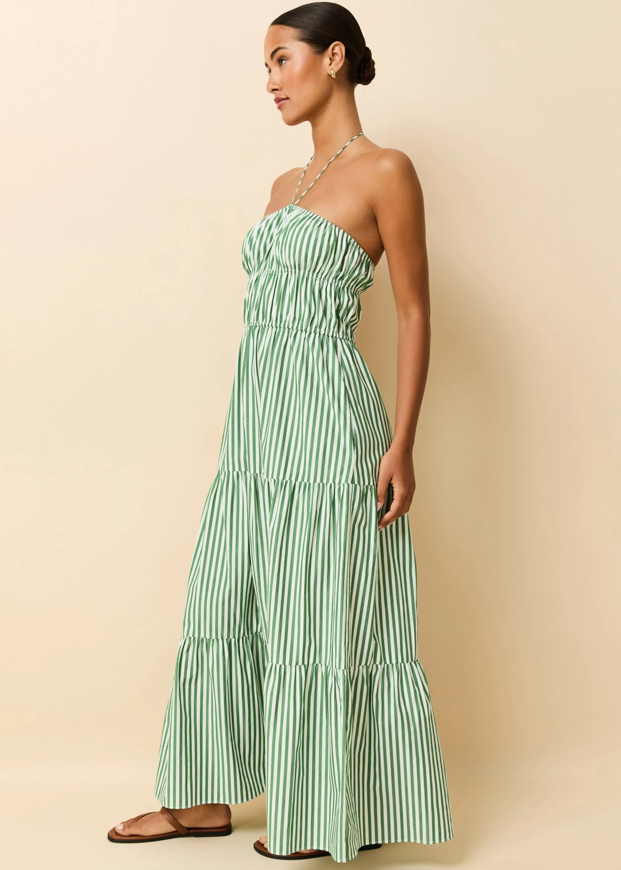 Jodie Dress Washed Green / Optic White Stripe