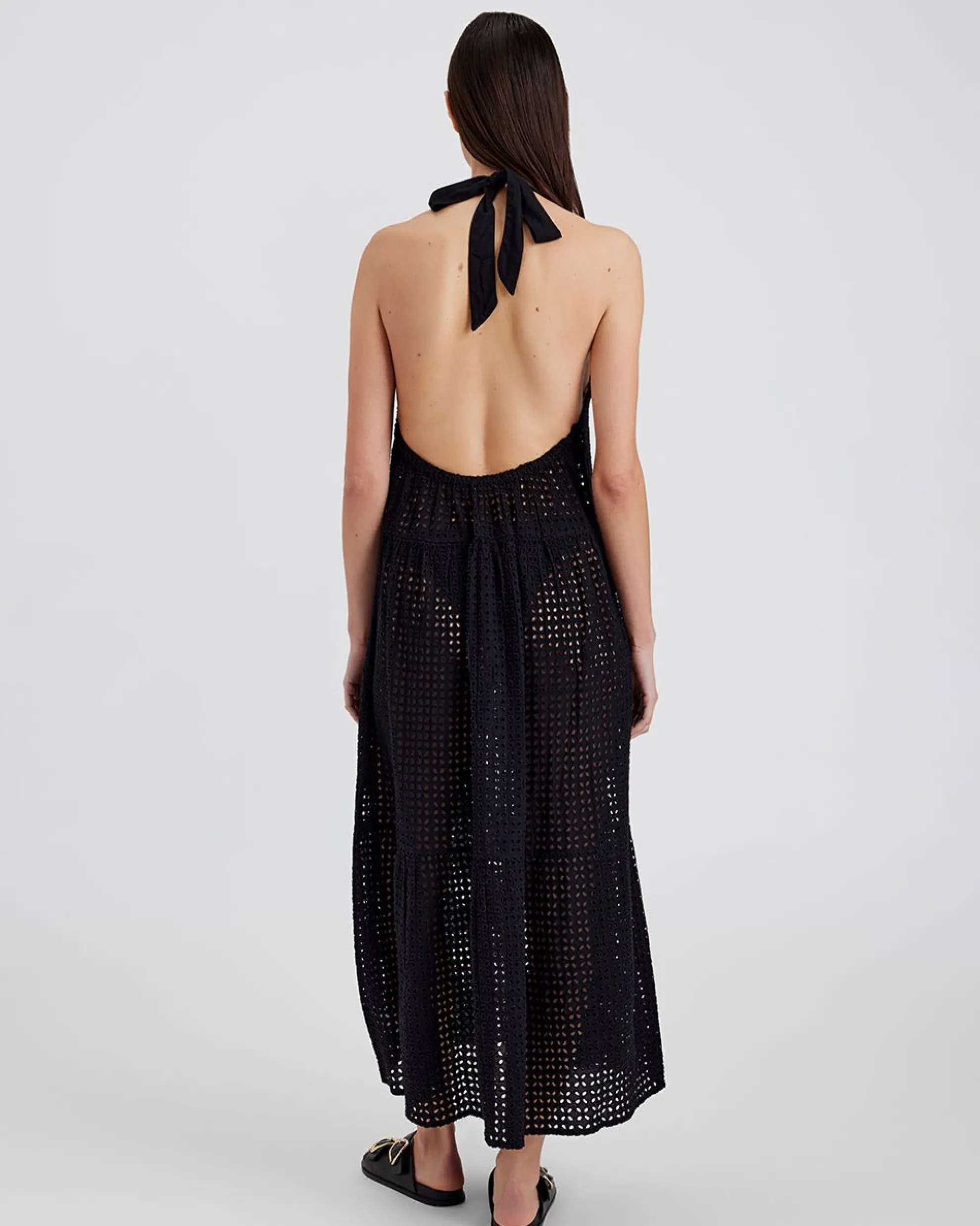 Kai Dress Leaf Eyelet Noir