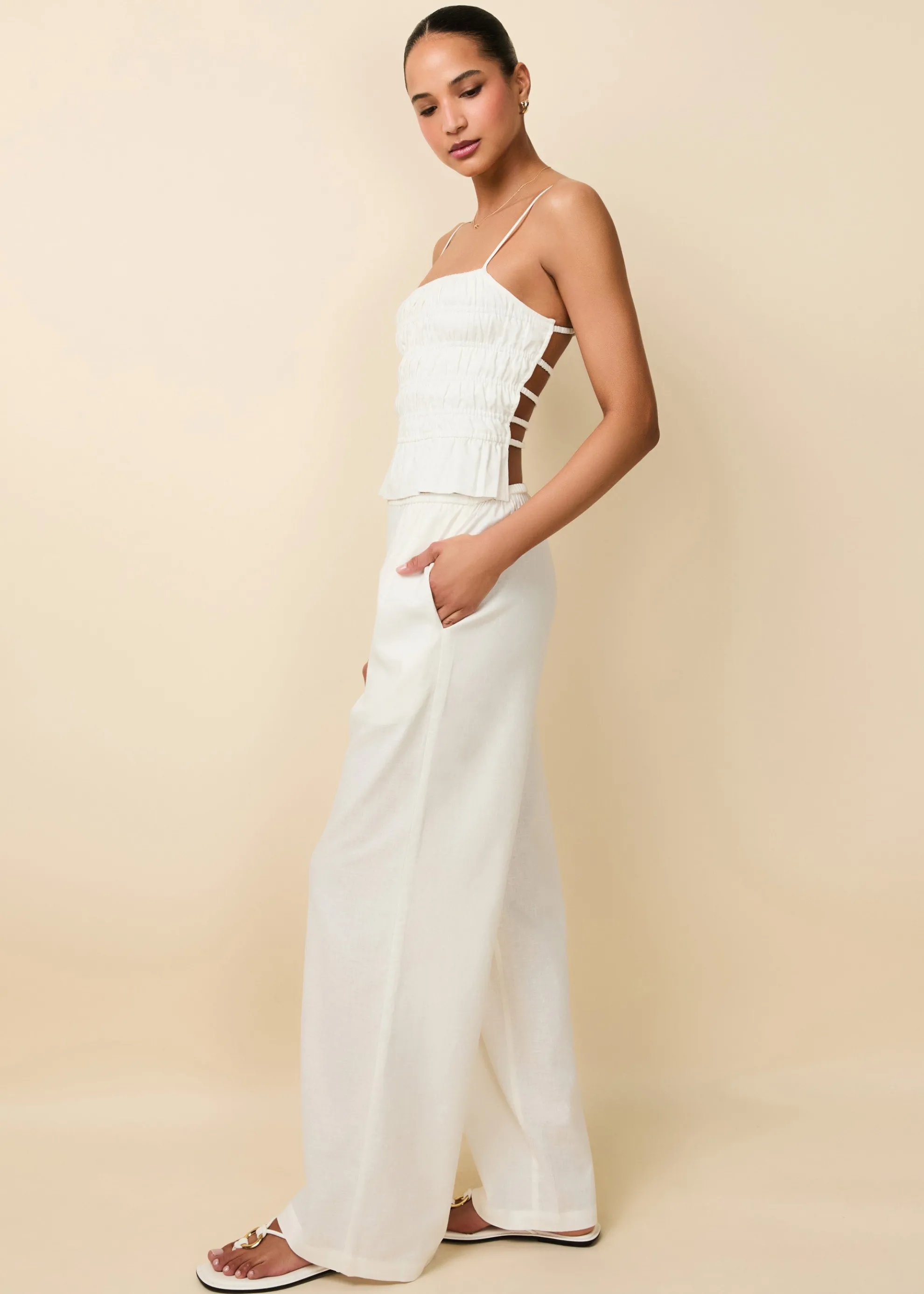 Linen Monaco Pant Optic White