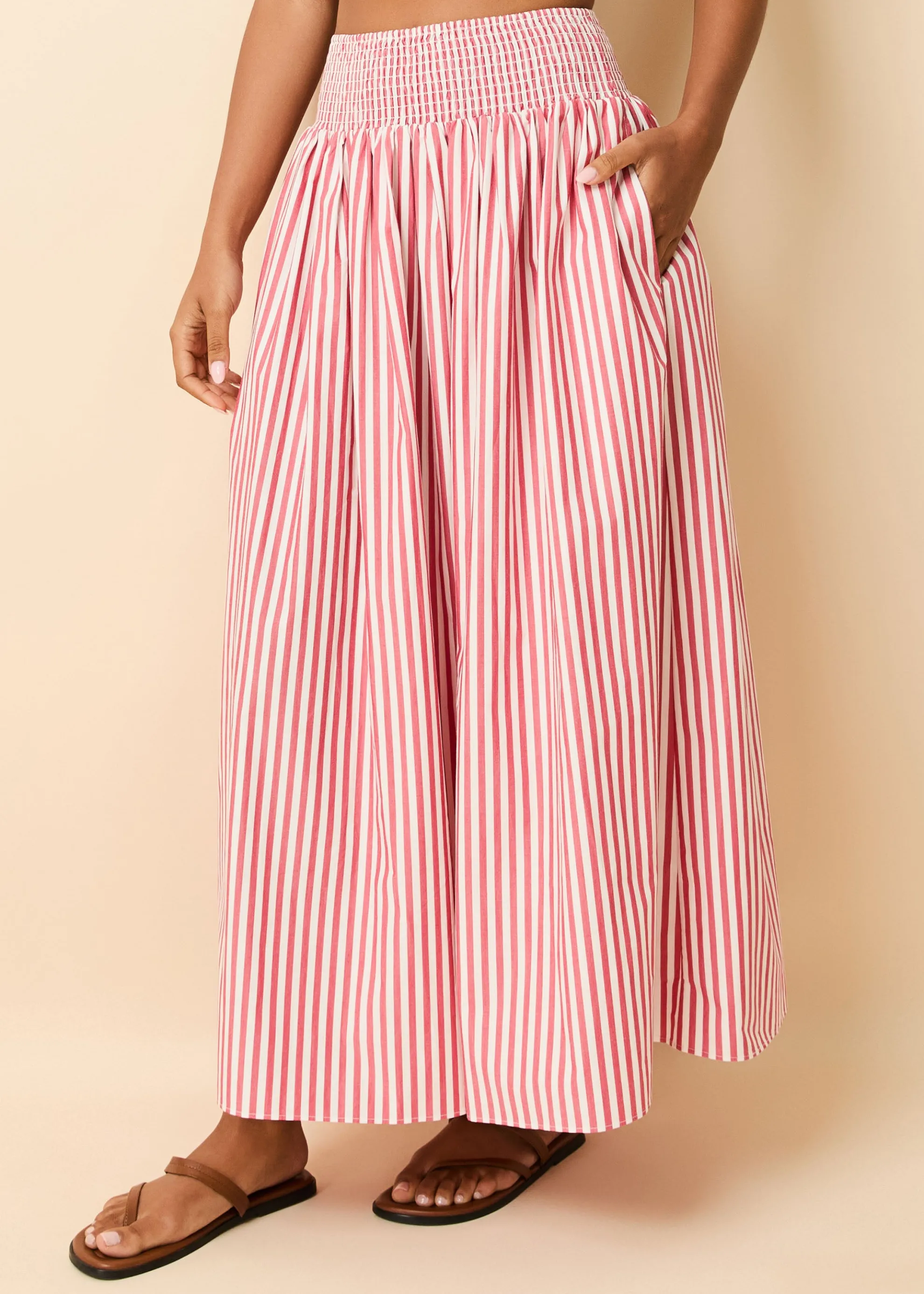 Noreen Skirt Washed Red / Optic White Stripe