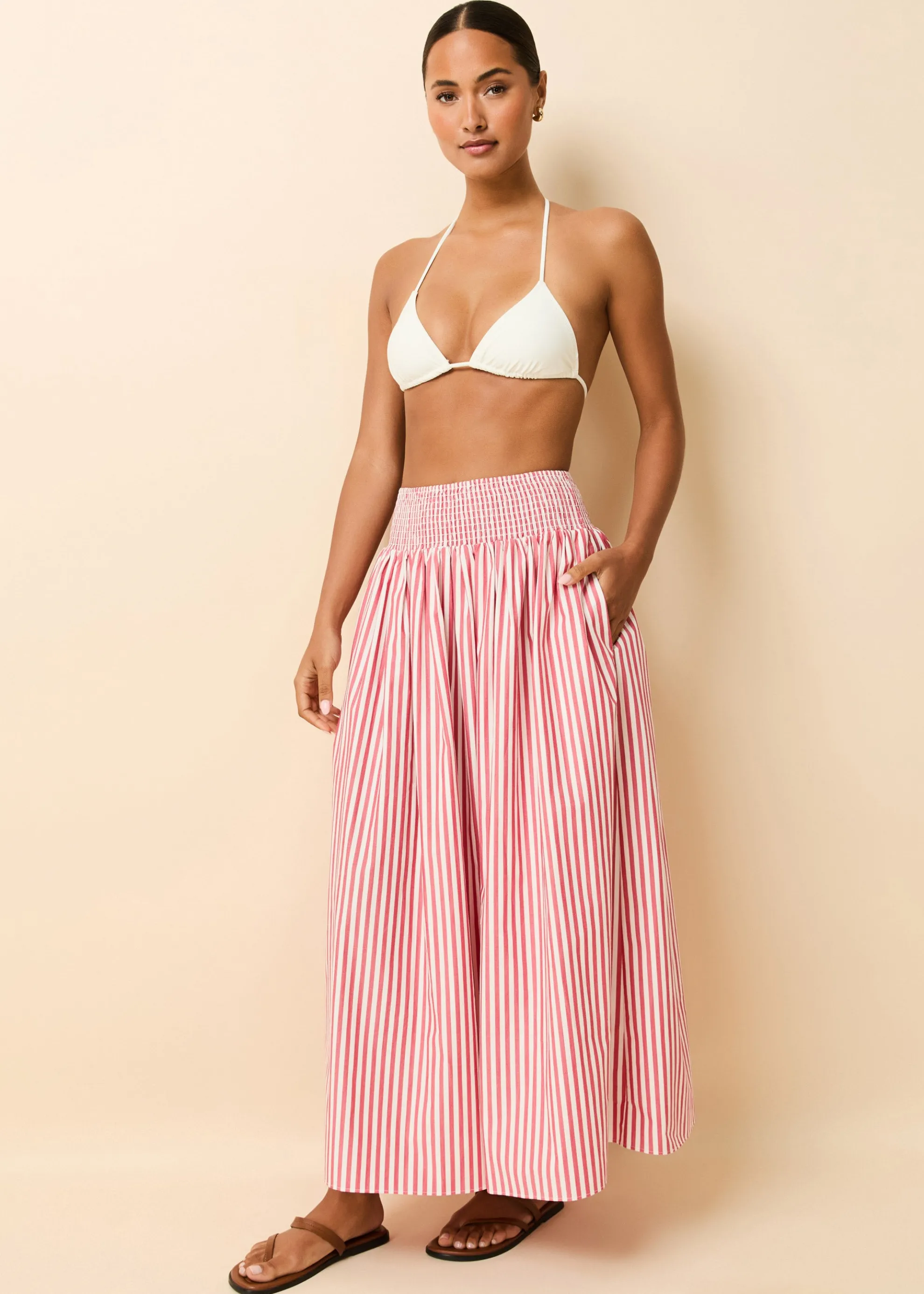 Noreen Skirt Washed Red / Optic White Stripe