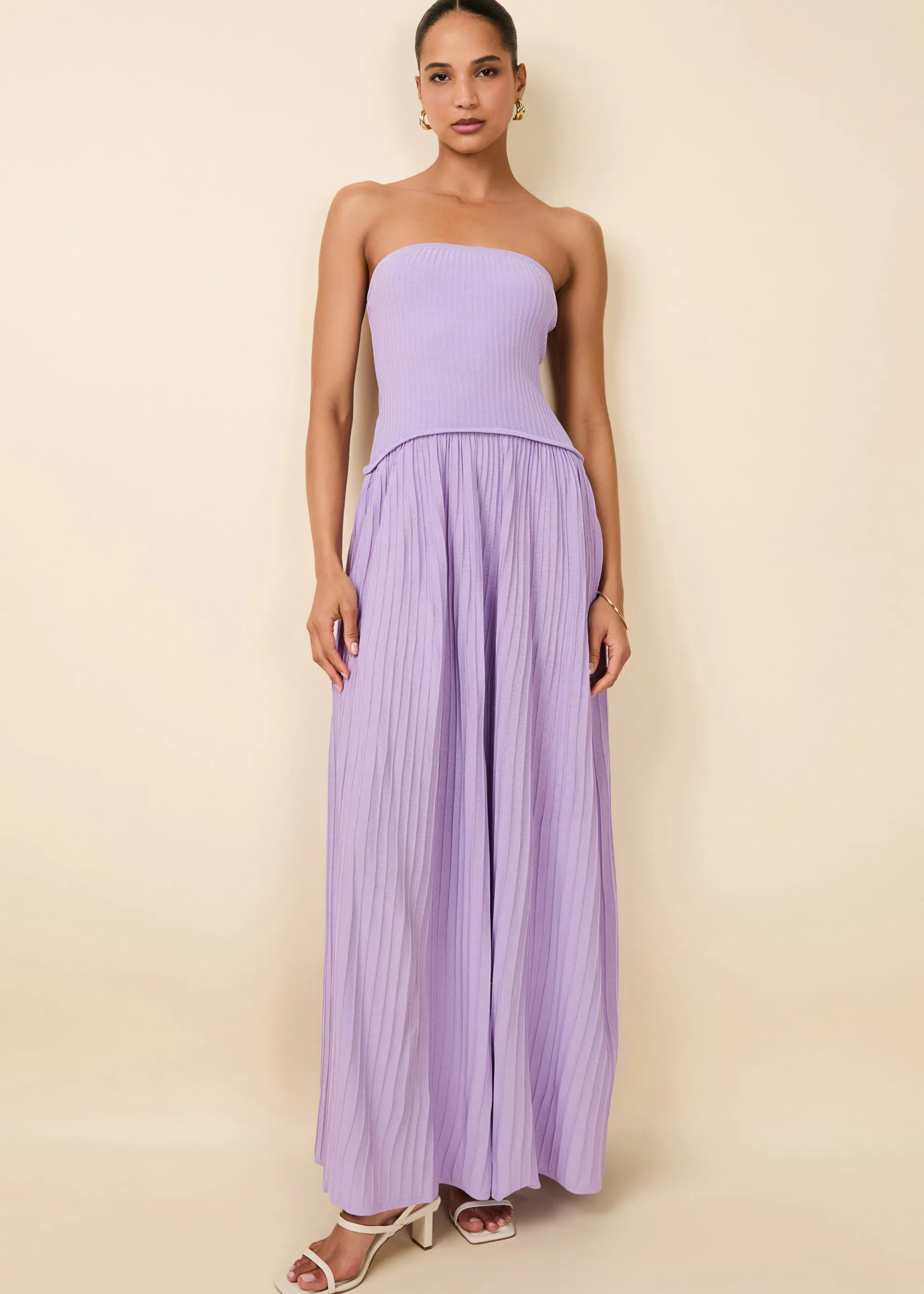 Strapless Soglio Dress Ribbed Lavender