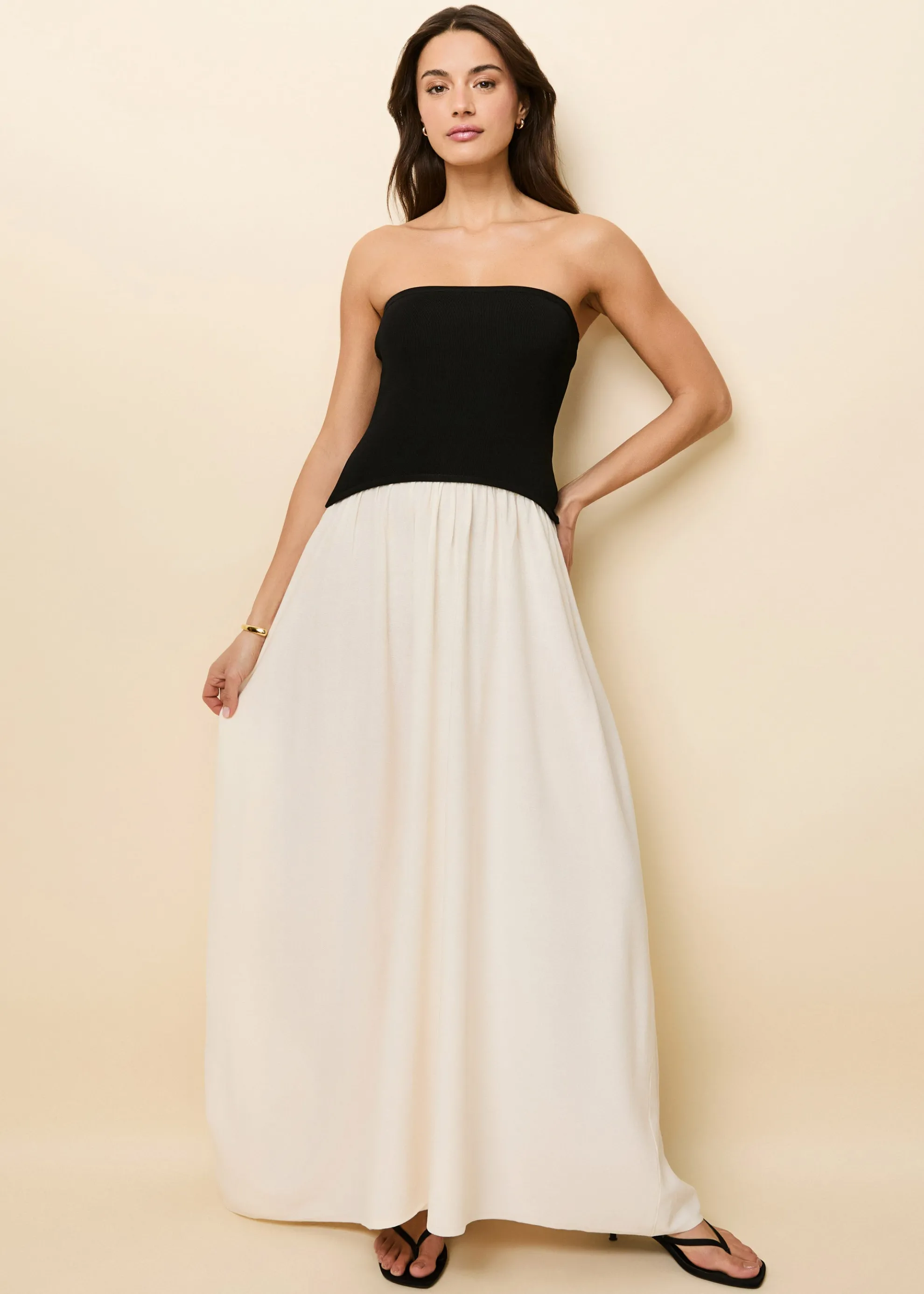 Strapless Soglio Dress Noir / Brule