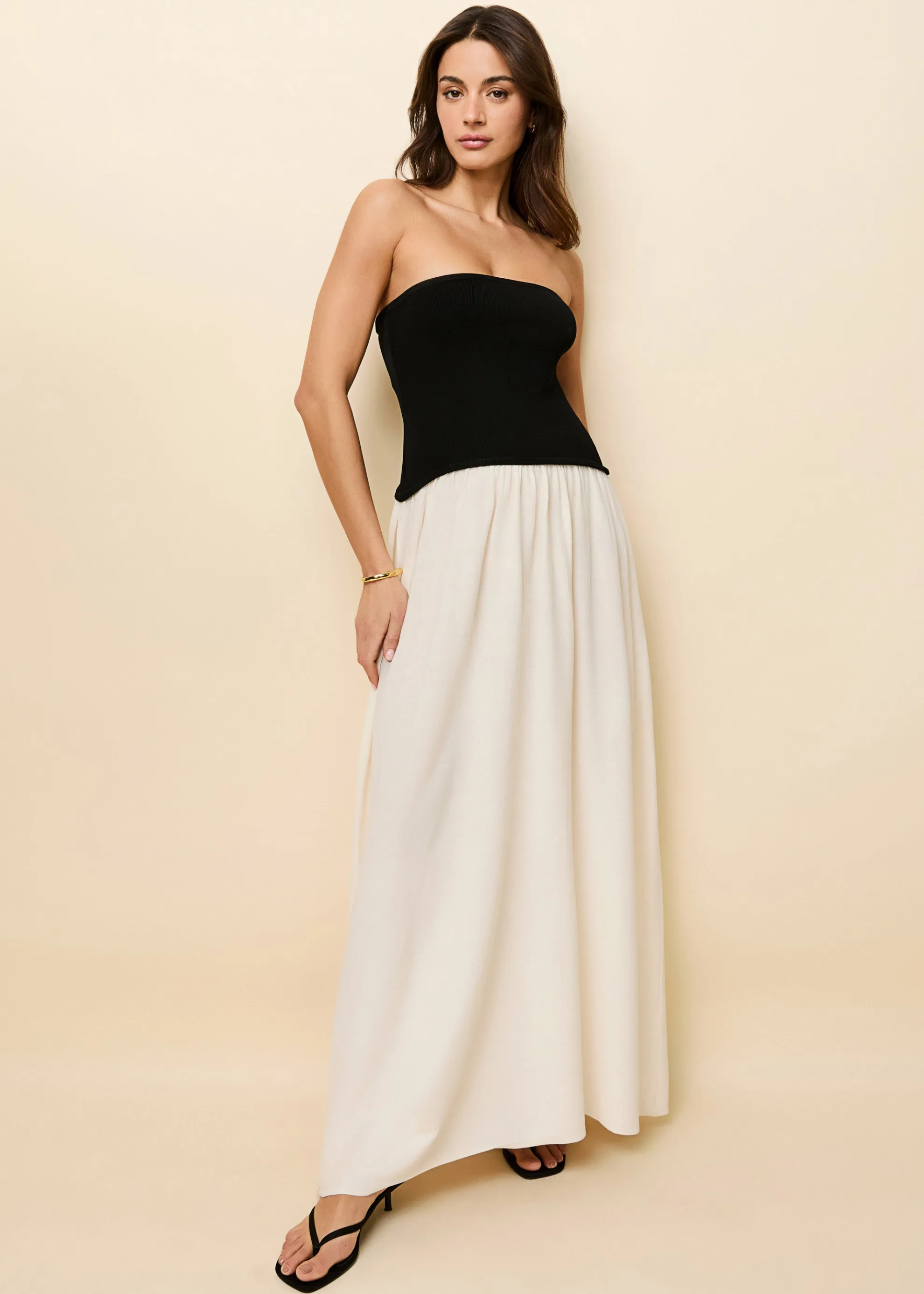 Strapless Soglio Dress Noir / Brule